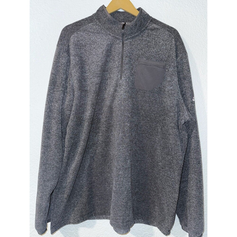 Adidas Golf Fleece Pullover Mens 2XL Gray 1/4 Zip Chest Pocket Performance